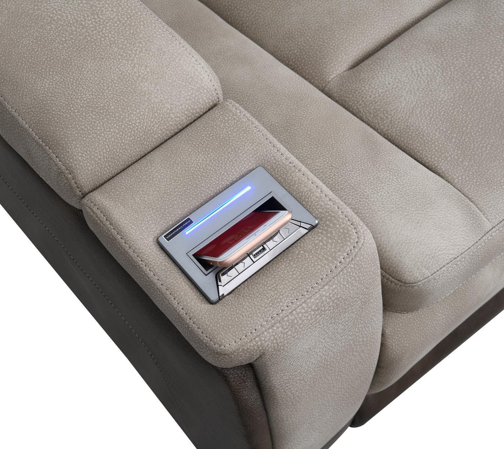 U78 - Power Reclining Chair With Power Headrest, Storage Arms / USB And Wireless Charger - Sand / Brown - Stylish Home Furniture