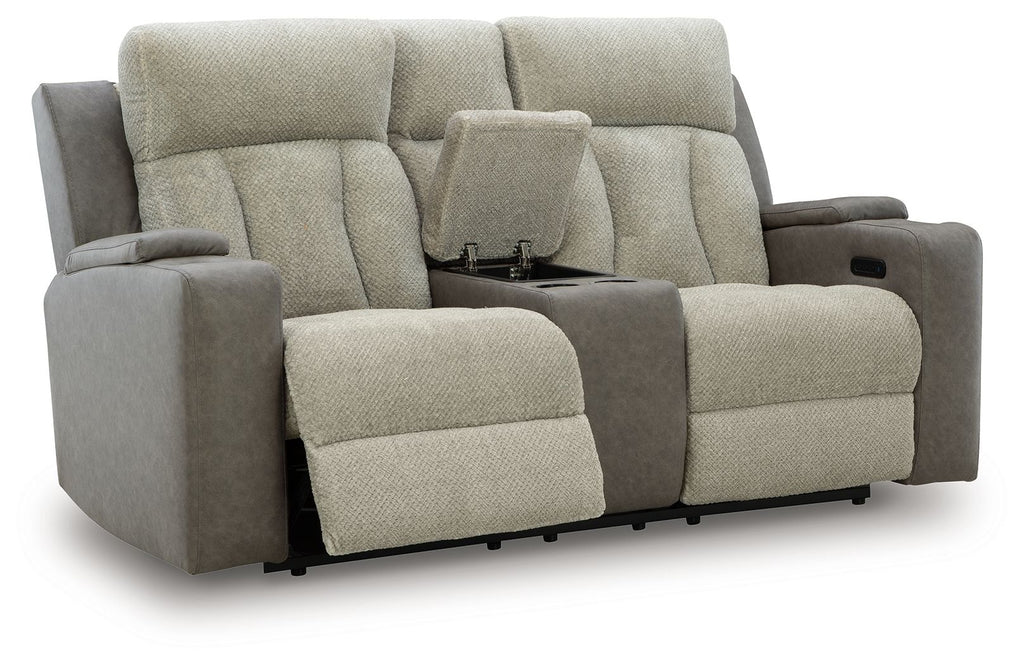 WhipLash - Power Reclining Loveseat With Console / Adj Headrest - Sisal - Stylish Home Furniture