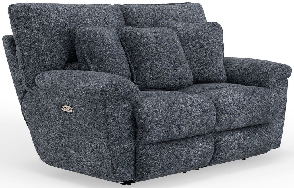 Paxon - Deep Seat Power Reclining Loveseat With Power Adjustable Headrest - Smoke - Stylish Home Furniture