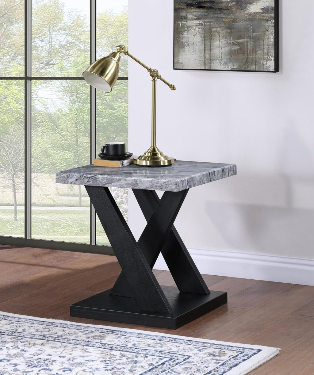 T122 - Marble Top Table Set (Set of 3) - Gray