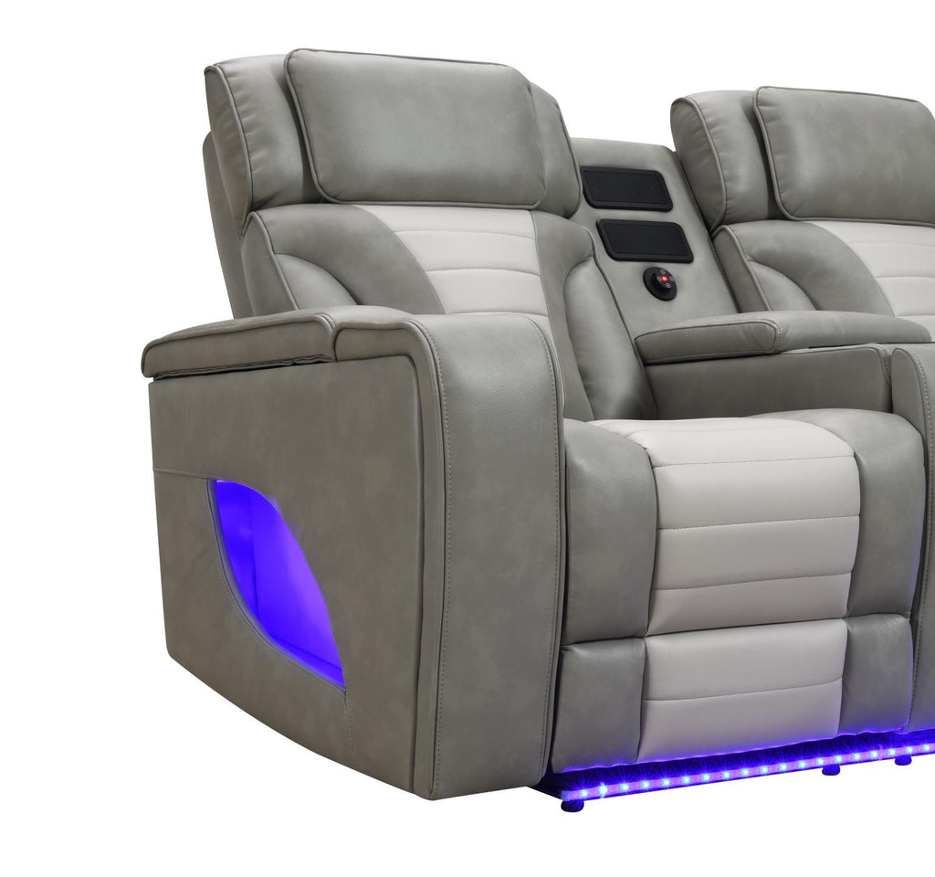 U58 - Power 3 Piece Sectional With Bluetooth Speaker And Wireless Charger - Gray - Stylish Home Furniture