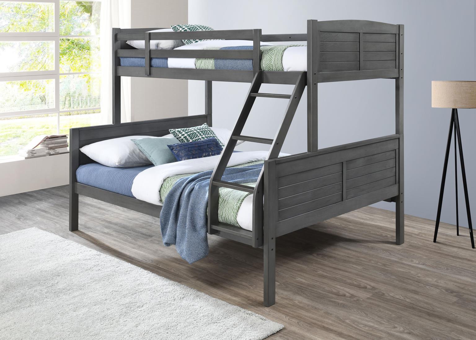 S093 - Twin / Full Bunk Bed - Antique Gray - Stylish Home Furniture