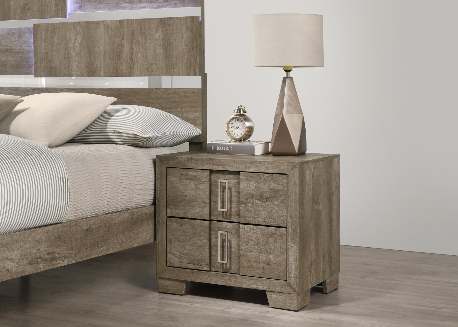 B348 - Nightstand - Weather Oak - Stylish Home Furniture
