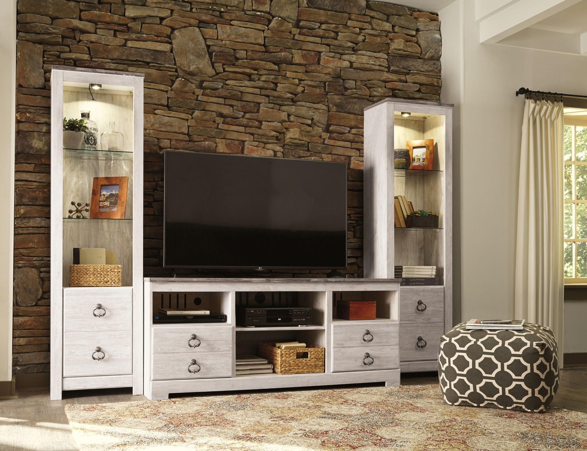 Willowton - Entertainment Center With Fireplace Option - Stylish Home Furniture