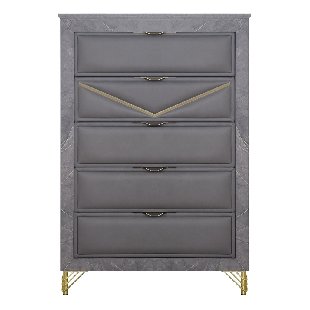 Symmetry - 5 Drawer Chest - Charcoal
