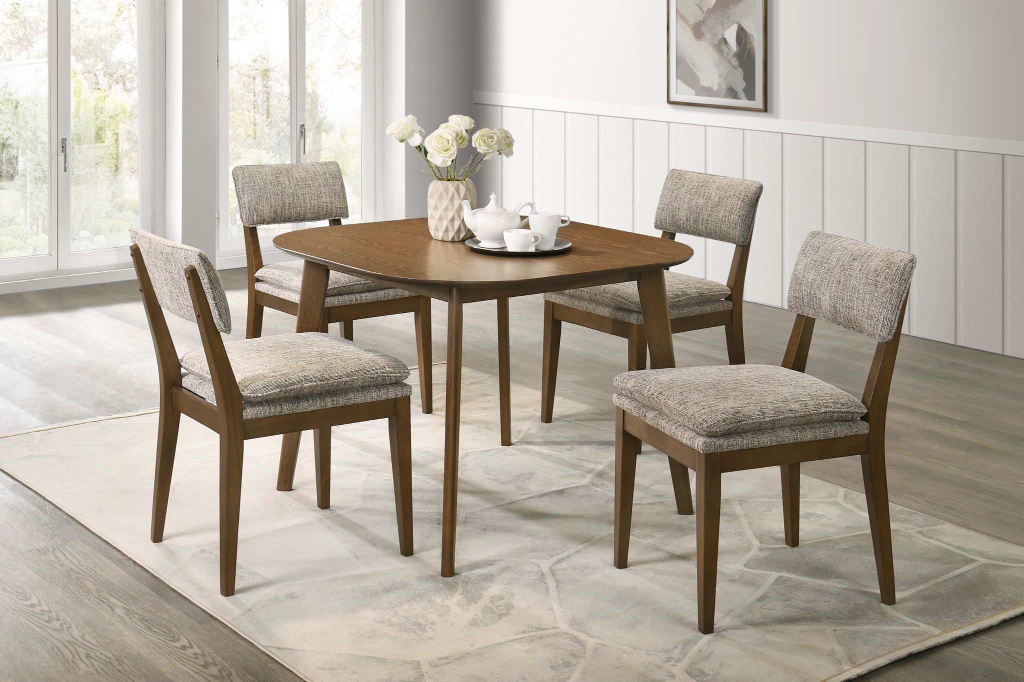 Miller - 39" Square Dining Table With 4 Side Chairs - Walnut - Stylish Home Furniture
