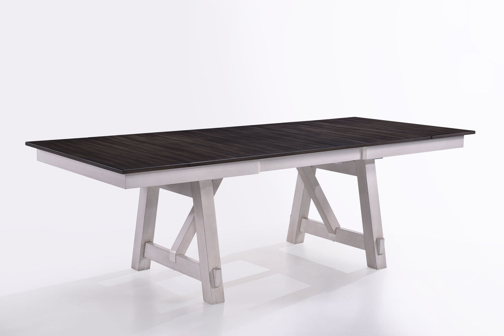 Maisie - Dining Table Top & Base - White / Dark Brown - Stylish Home Furniture