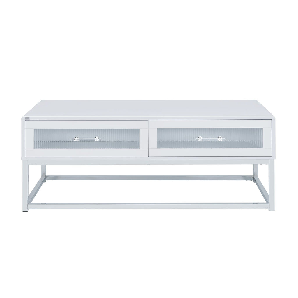 Chandra - Coffee Table With LED And Battery Pack - Glossy White - Stylish Home Furniture