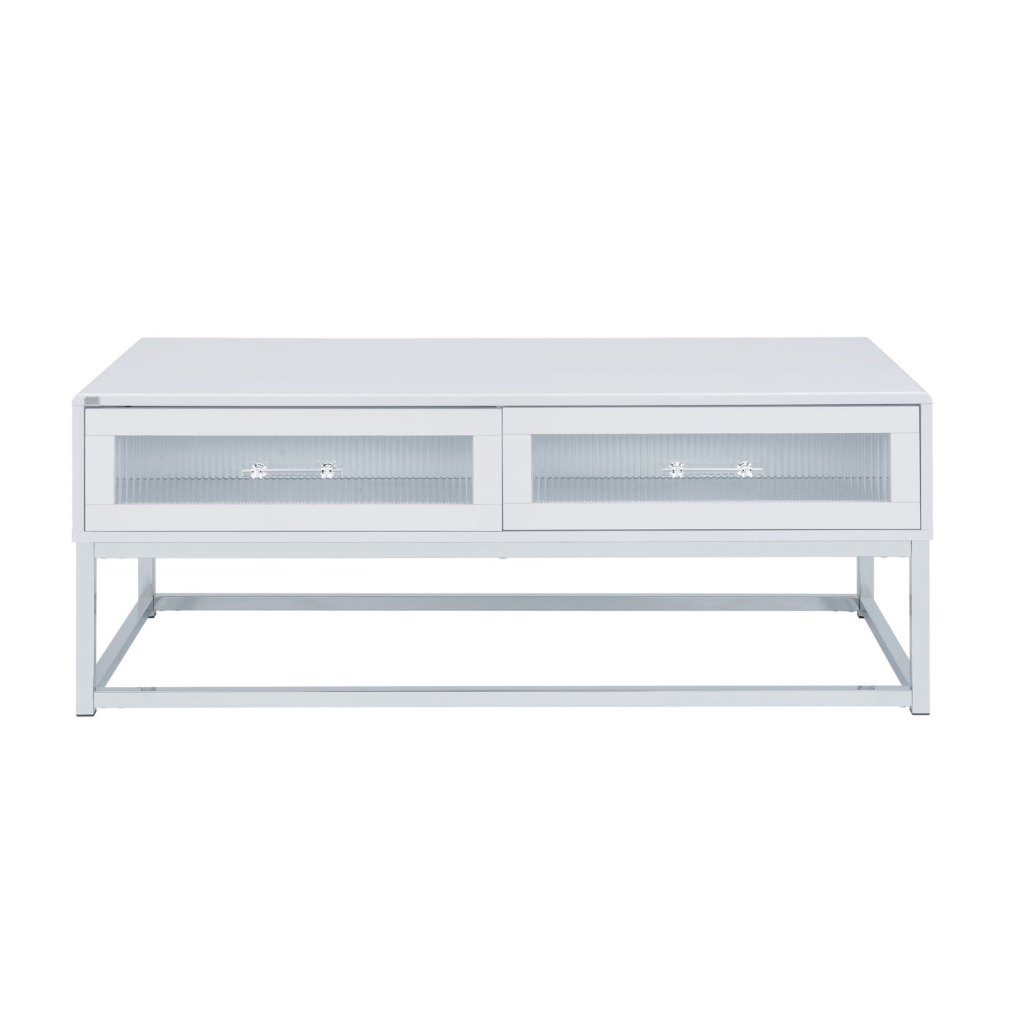 Chandra - Coffee Table With LED And Battery Pack - Glossy White - Stylish Home Furniture