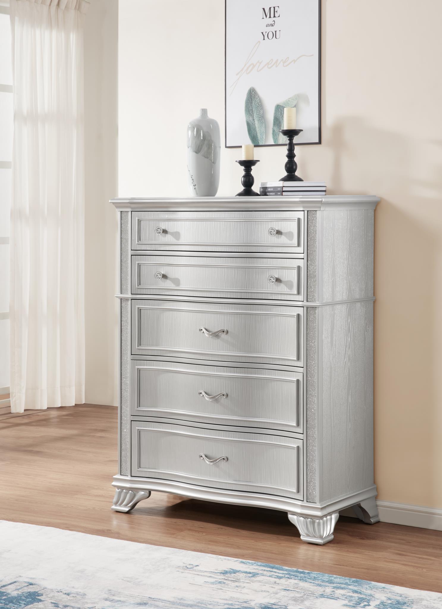 B076 - Chest - Pearl Silver - Stylish Home Furniture