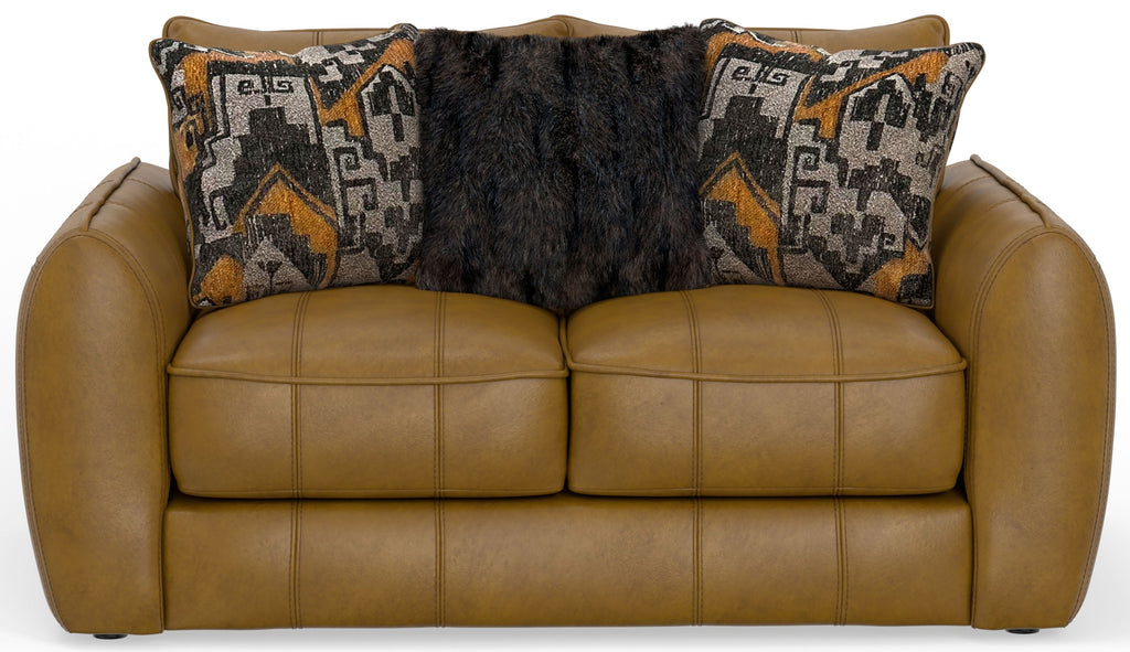 Corvara - Top Grain Italian Leather Match Loveseat - Caramel - Stylish Home Furniture