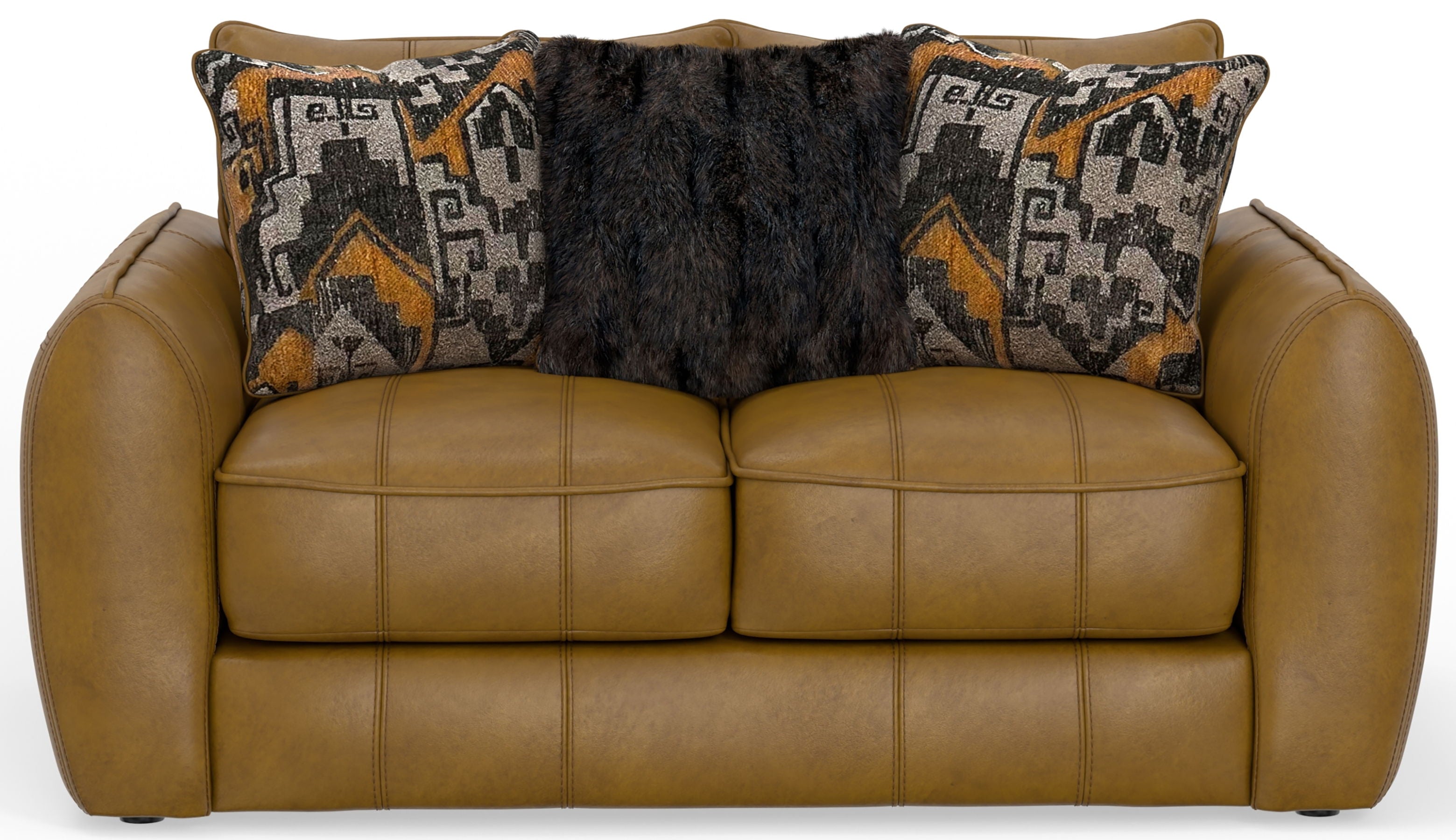 Corvara - Top Grain Italian Leather Match Loveseat - Caramel - Stylish Home Furniture