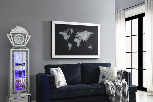 A2010 - LED Wall Art (World Map) - Pearl Silver - Stylish Home Furniture