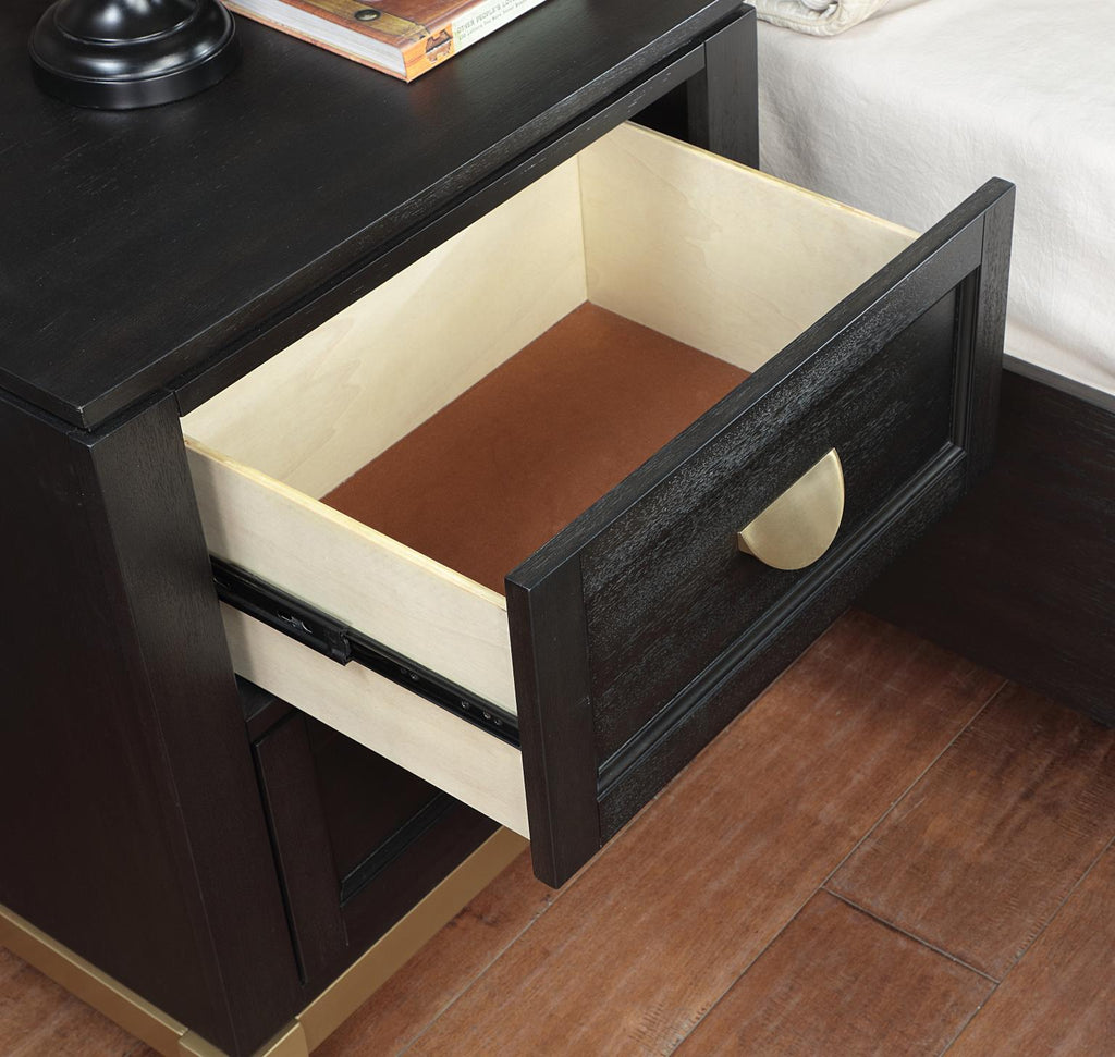 B236 - Nightstand - Black / Gold - Stylish Home Furniture
