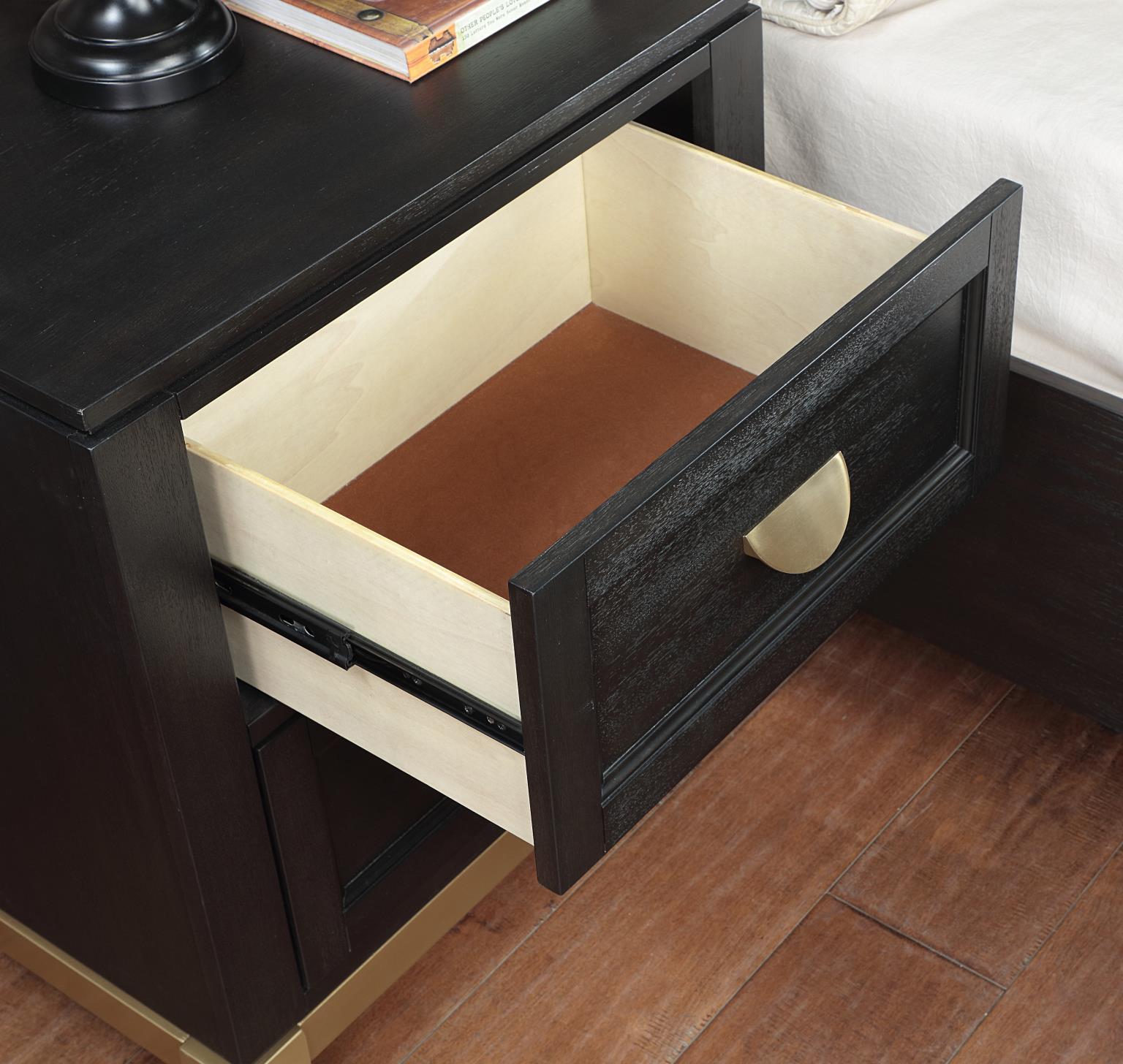 B236 - Nightstand - Black / Gold - Stylish Home Furniture