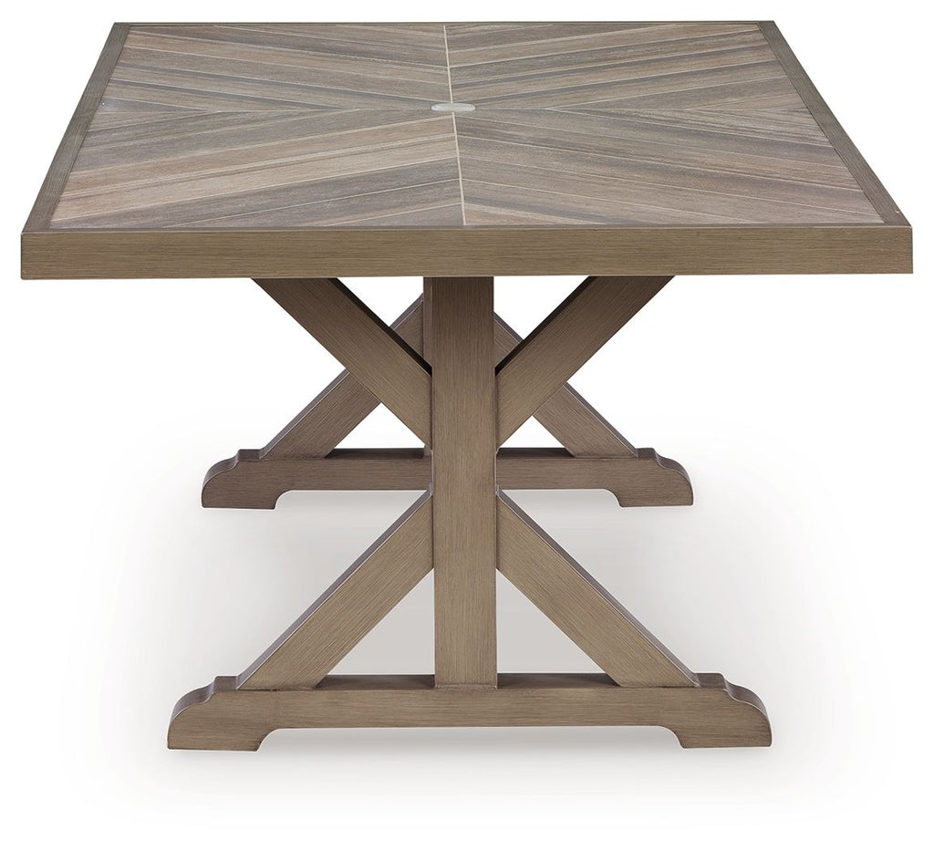Laguna Heights - Rectangular Dining Table With Umbrella Option - Beige - Stylish Home Furniture
