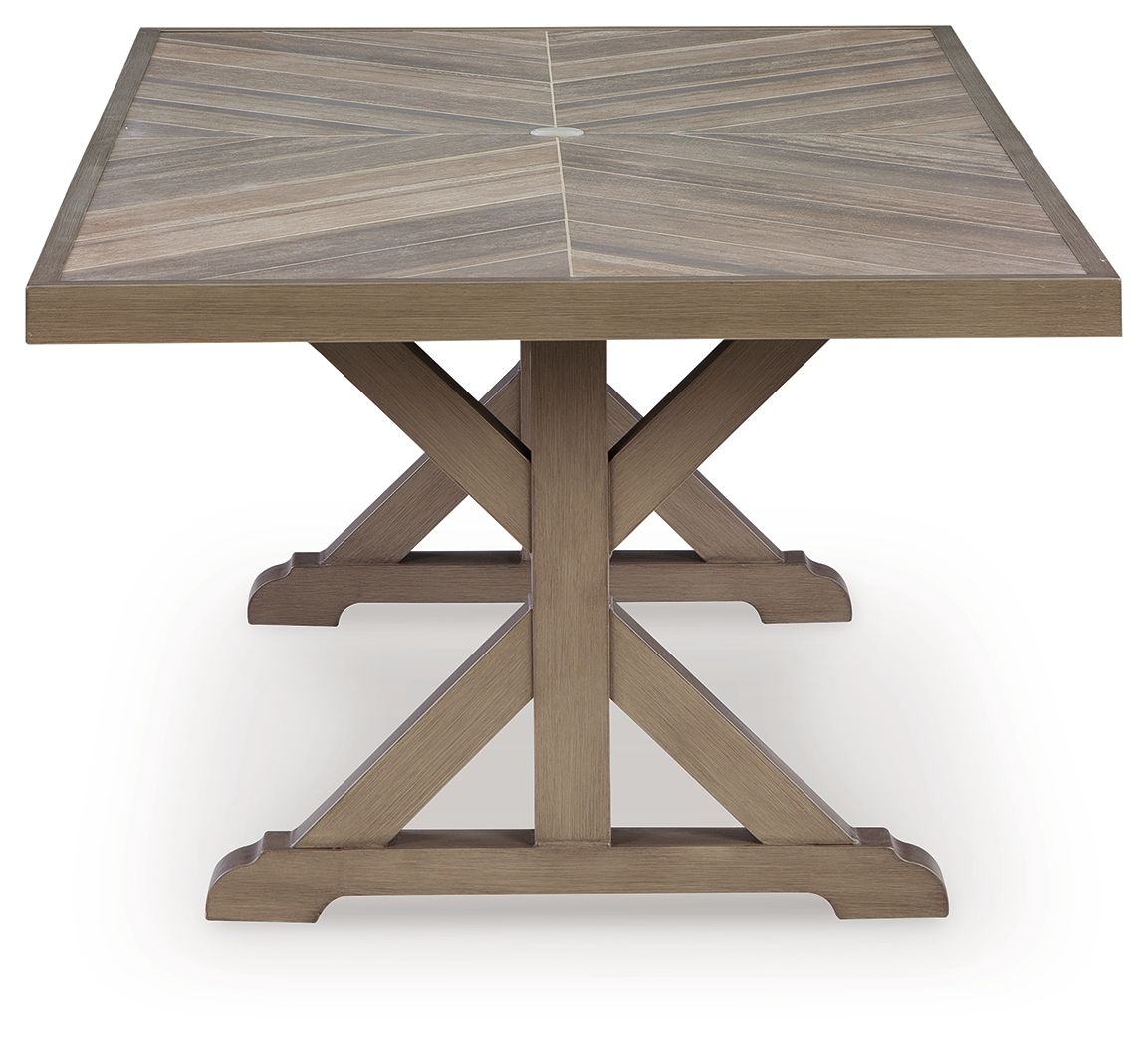 Laguna Heights - Rectangular Dining Table With Umbrella Option - Beige - Stylish Home Furniture