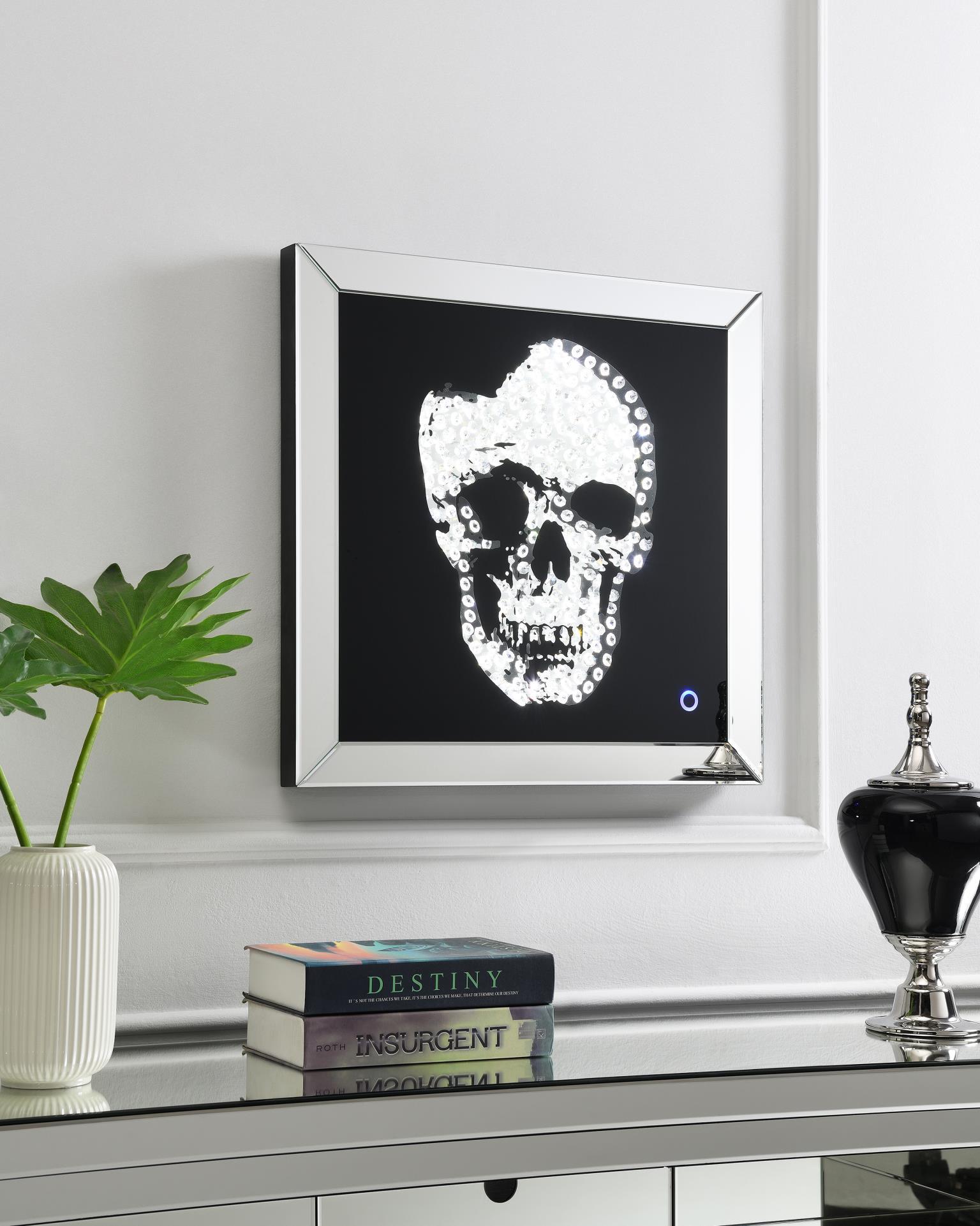 A2035 - LED Wall Art (Skull) - Pearl Silver - Stylish Home Furniture