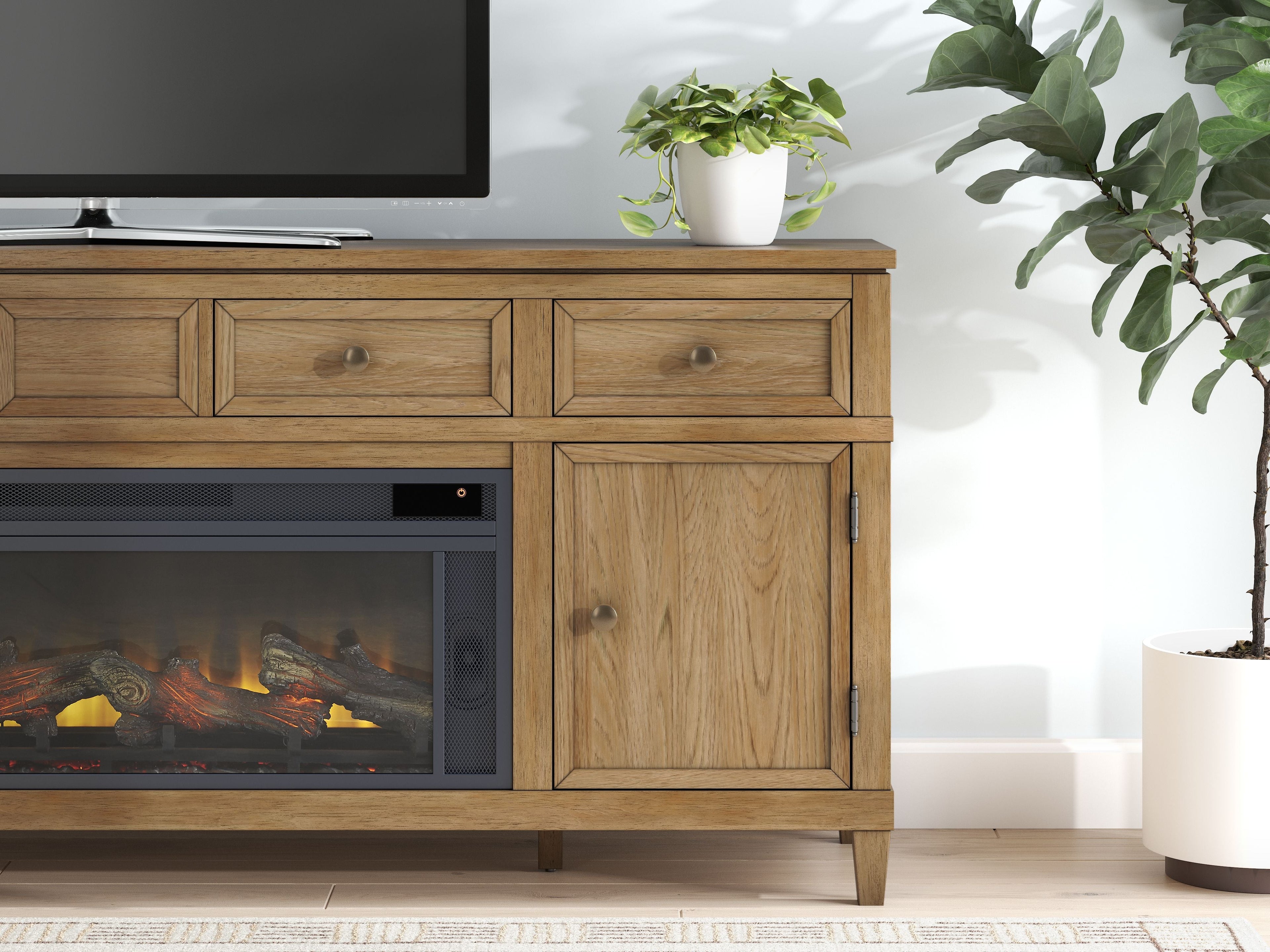 Sharlance - 81" TV Stand With Electric Fireplace - Stylish Home Furniture