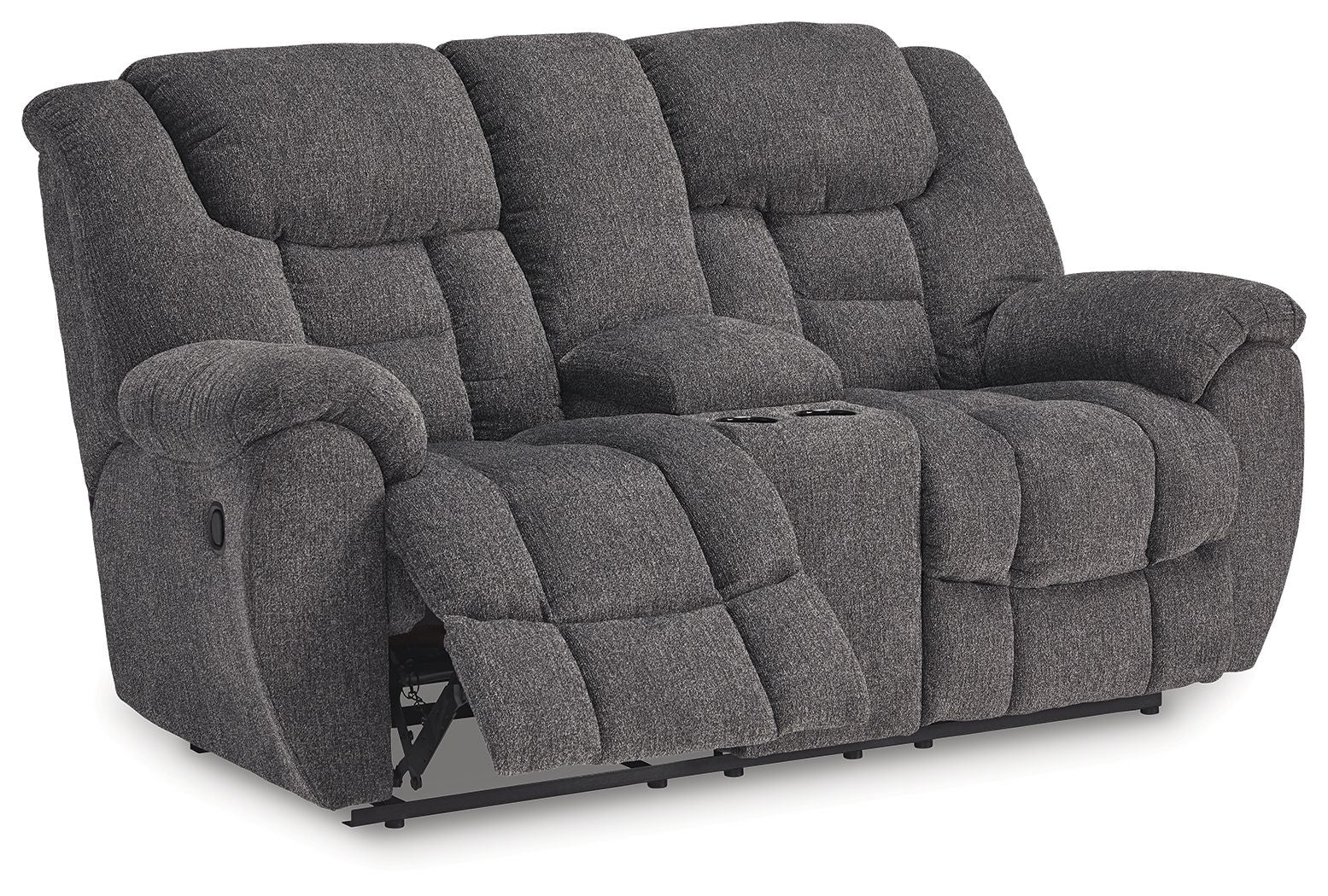 Foreside - Dbl Reclining Loveseat with Console - Charcoal - Stylish Home Furniture