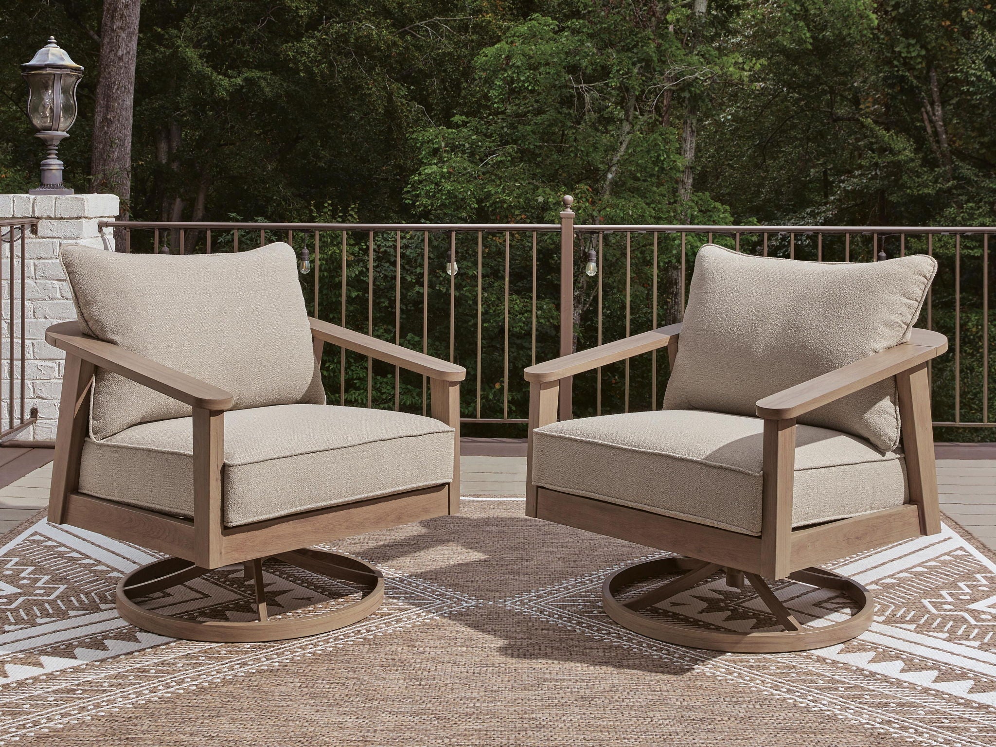 Harmony Headlands - Swivel Lounge With Cushion - Natural / Gray - Stylish Home Furniture