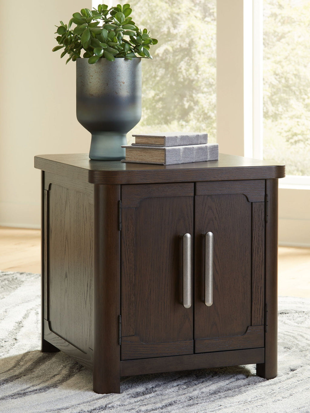 Breckington - Rectangular 2-door End Table - Dark Brown - Stylish Home Furniture