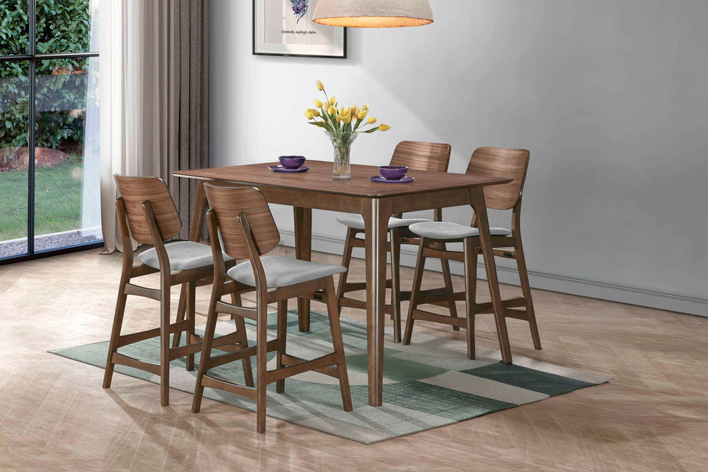 Oscar - Counter Table Set - Walnut - Stylish Home Furniture