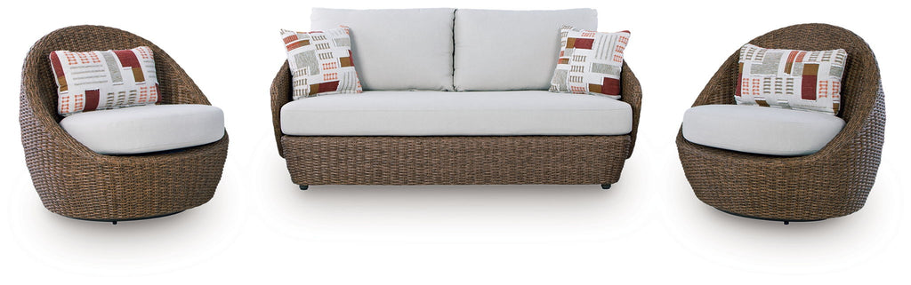 Double Point - Loveseat, Swivel Chairs Set (Set of 3) - Beige - Stylish Home Furniture