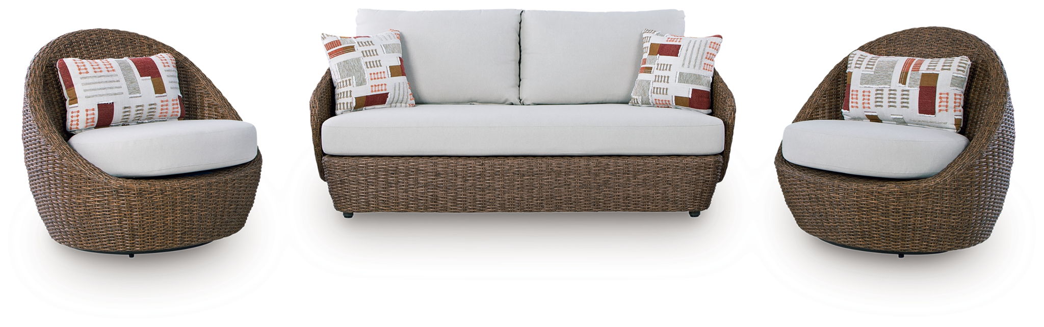 Double Point - Loveseat, Swivel Chairs Set (Set of 3) - Beige - Stylish Home Furniture