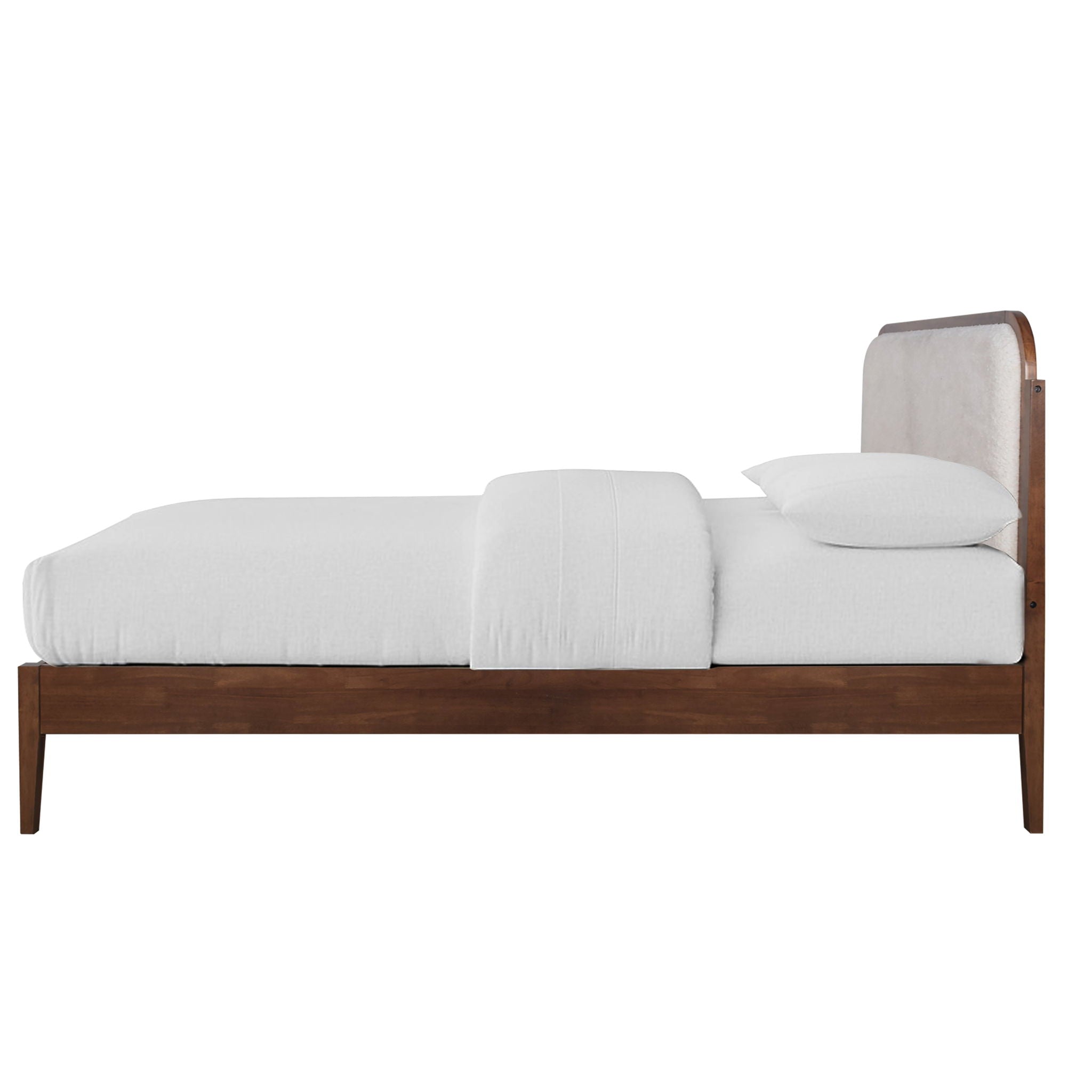 Hawthorne - 5/0 Queen Platform Bed With White Upholstered Headboard - Brown - Stylish Home Furniture