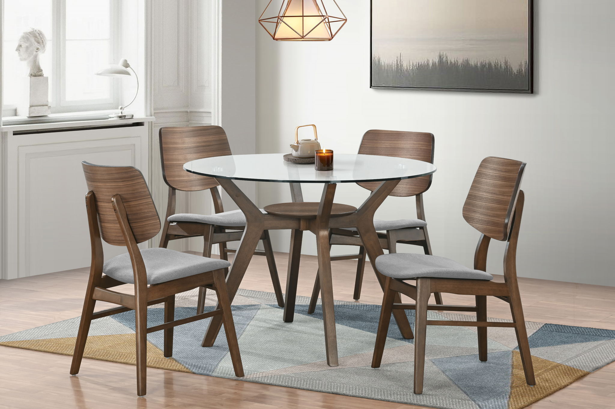 Oscar - Round Glass Dining Table Set - Stylish Home Furniture