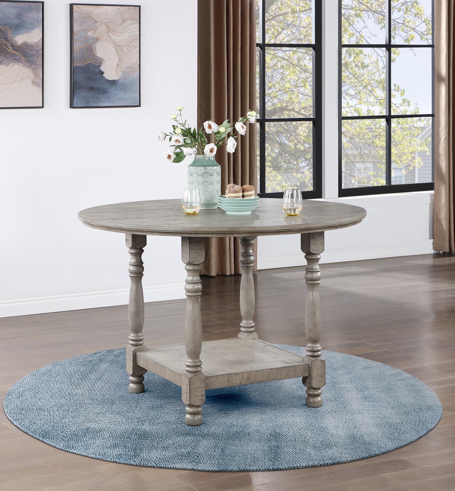 D114 - Round Counter Height Table - Gray - Stylish Home Furniture