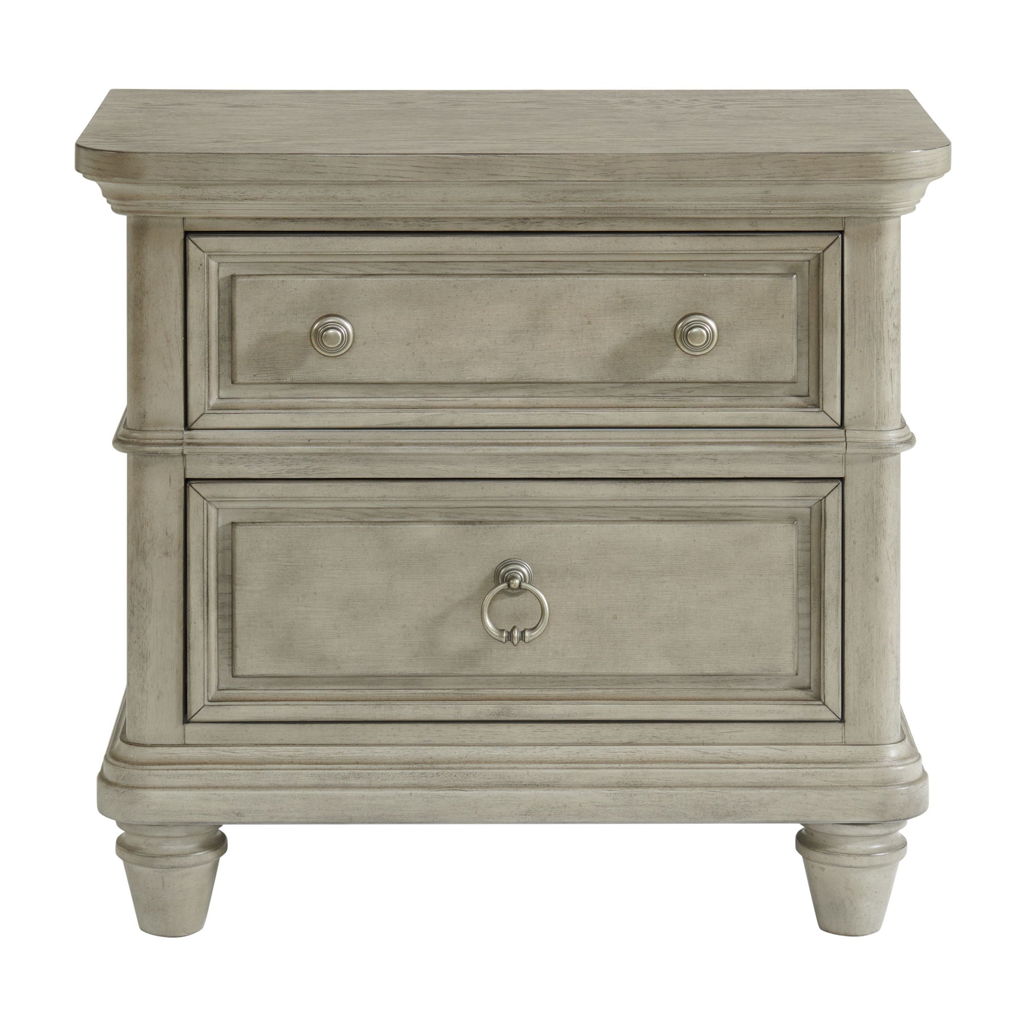 Whit-Ash - 2-Drawer Nightstand With USB - Light Gray - Stylish Home Furniture