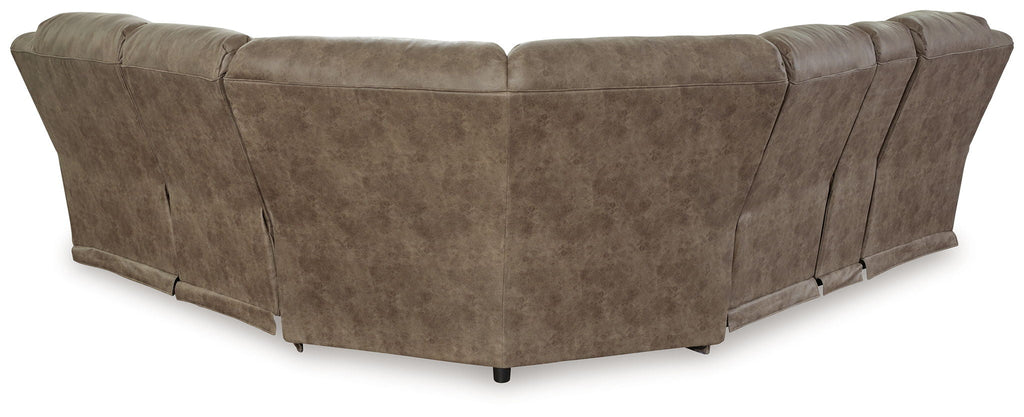 Ravenel - 3-Piece Power Reclining Sectional With Laf Power Reclining Loveseat With Console - Faux Leather - Fossil - Stylish Home Furniture