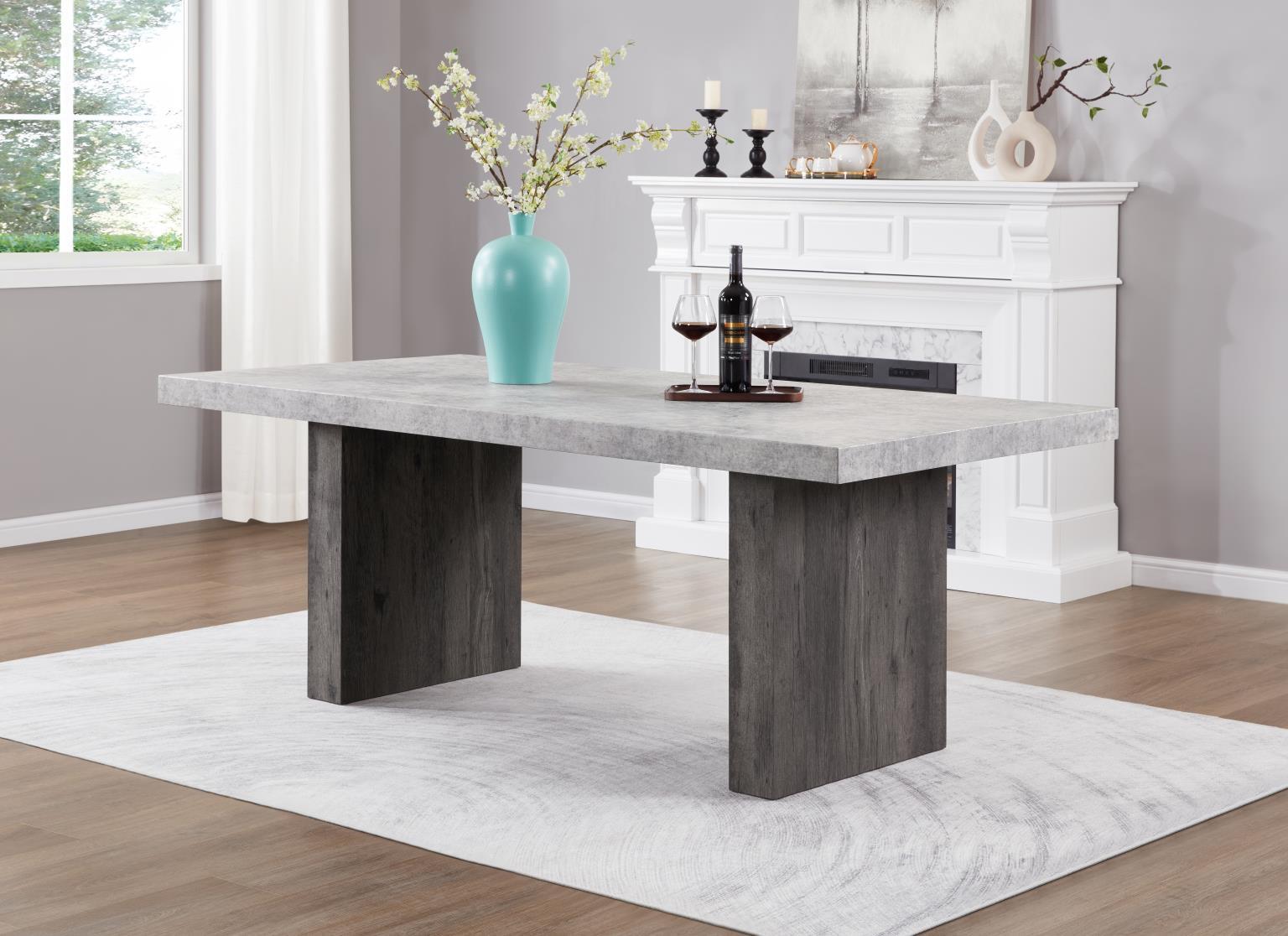 D149 - 3D Faux Paper Marble Dining Table - Gray - Stylish Home Furniture