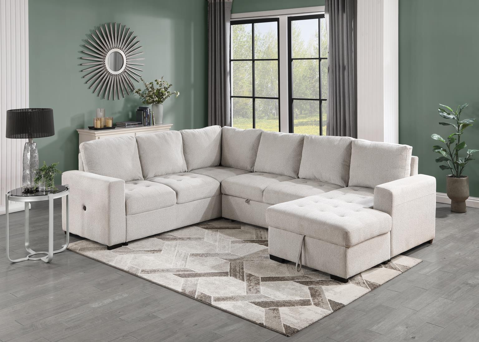 U278 - 3 Piece Sectional - Linen - Stylish Home Furniture