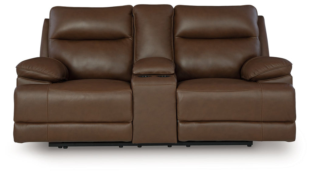 Vonryan - Power Reclining Loveseat With Console / Adj Headrest - Tobacco - Stylish Home Furniture