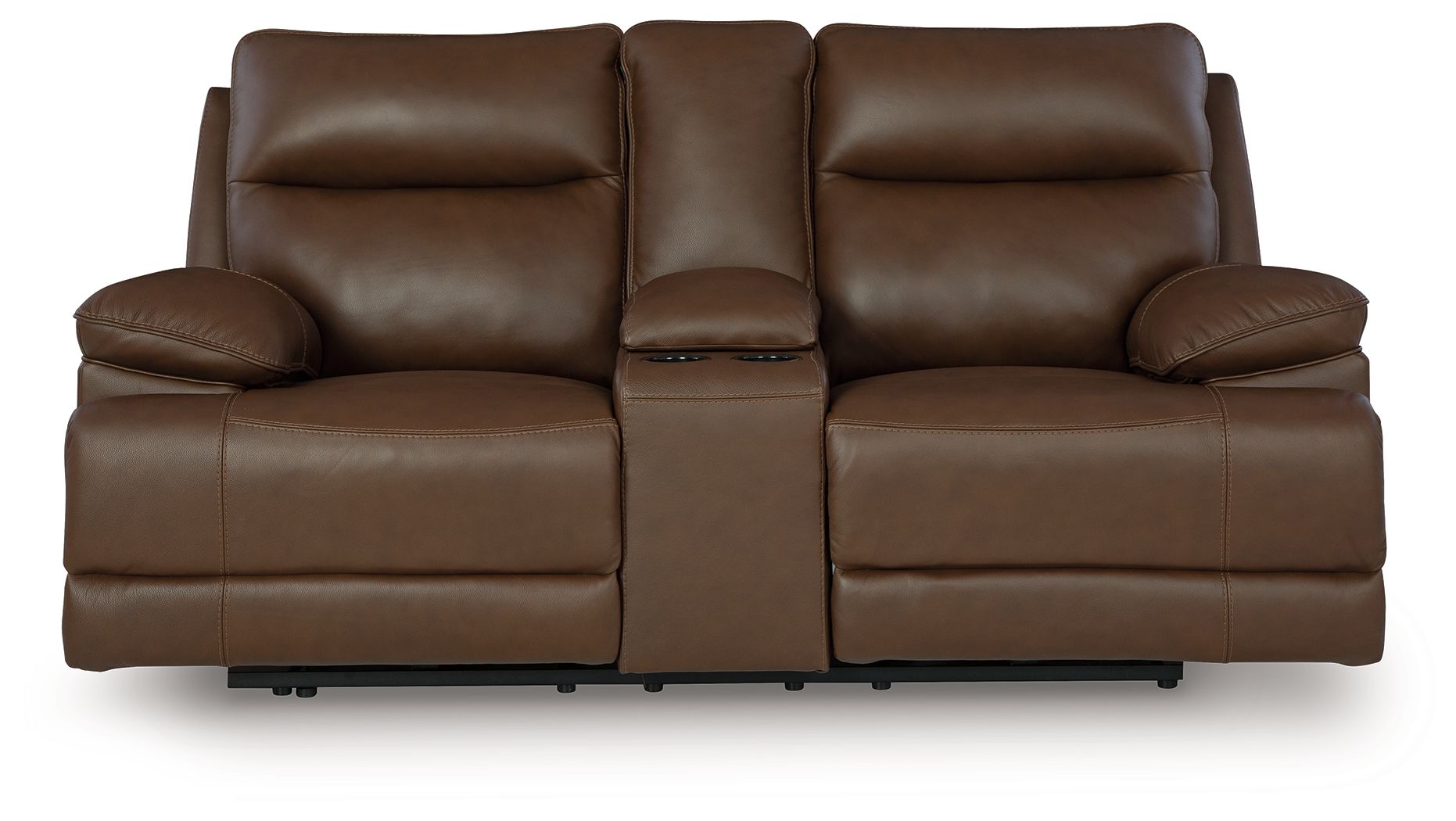 Vonryan - Power Reclining Loveseat With Console / Adj Headrest - Tobacco - Stylish Home Furniture