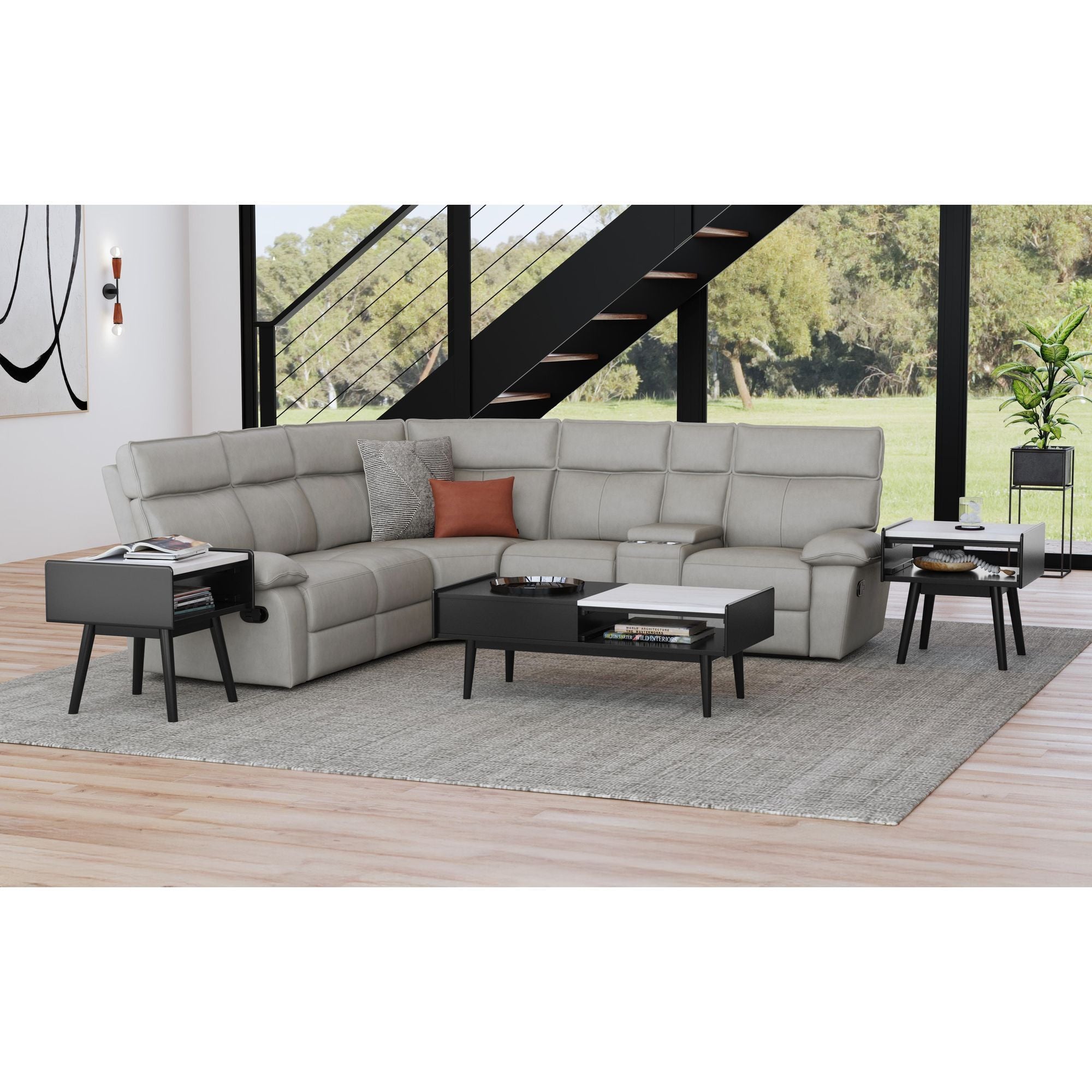 Lanette - End Table With White Marble Top - Black - Stylish Home Furniture