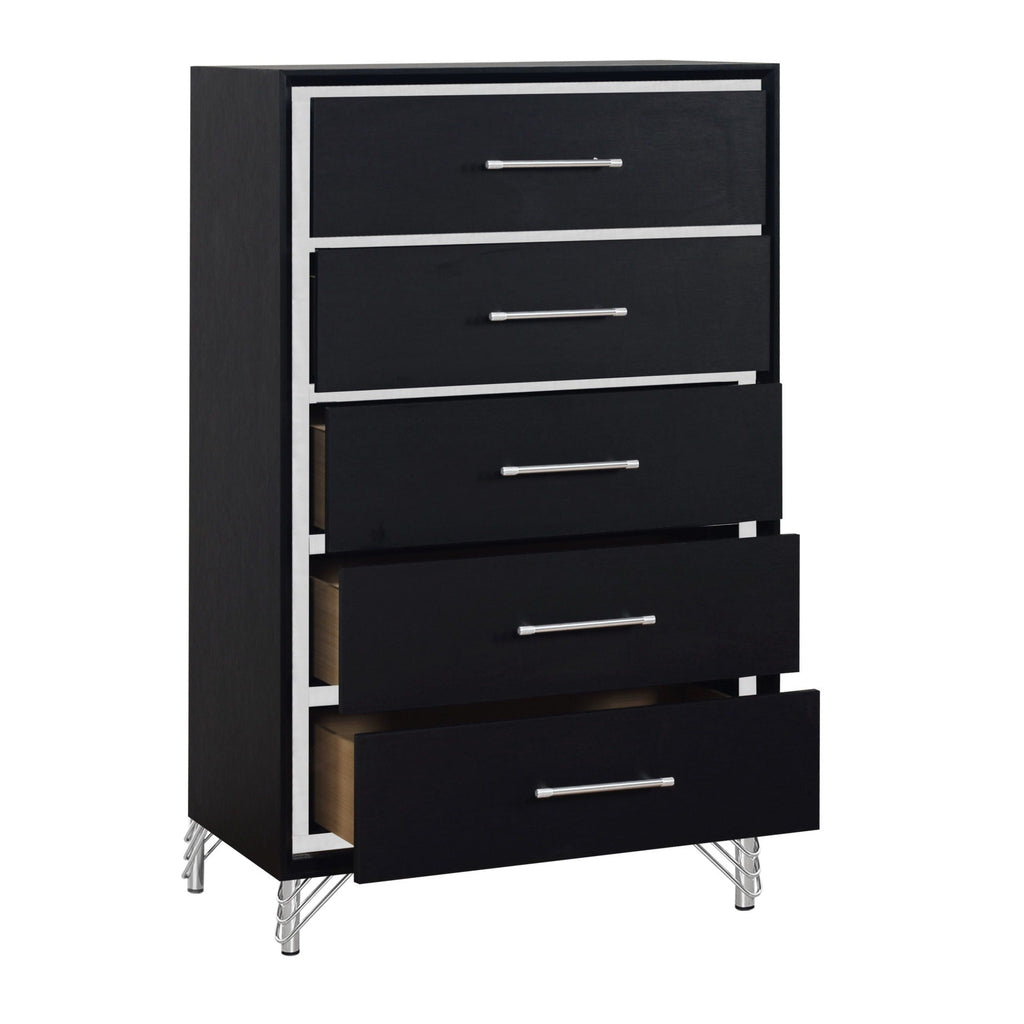 Ava - 5 Drawer Chest - Ebony - Stylish Home Furniture