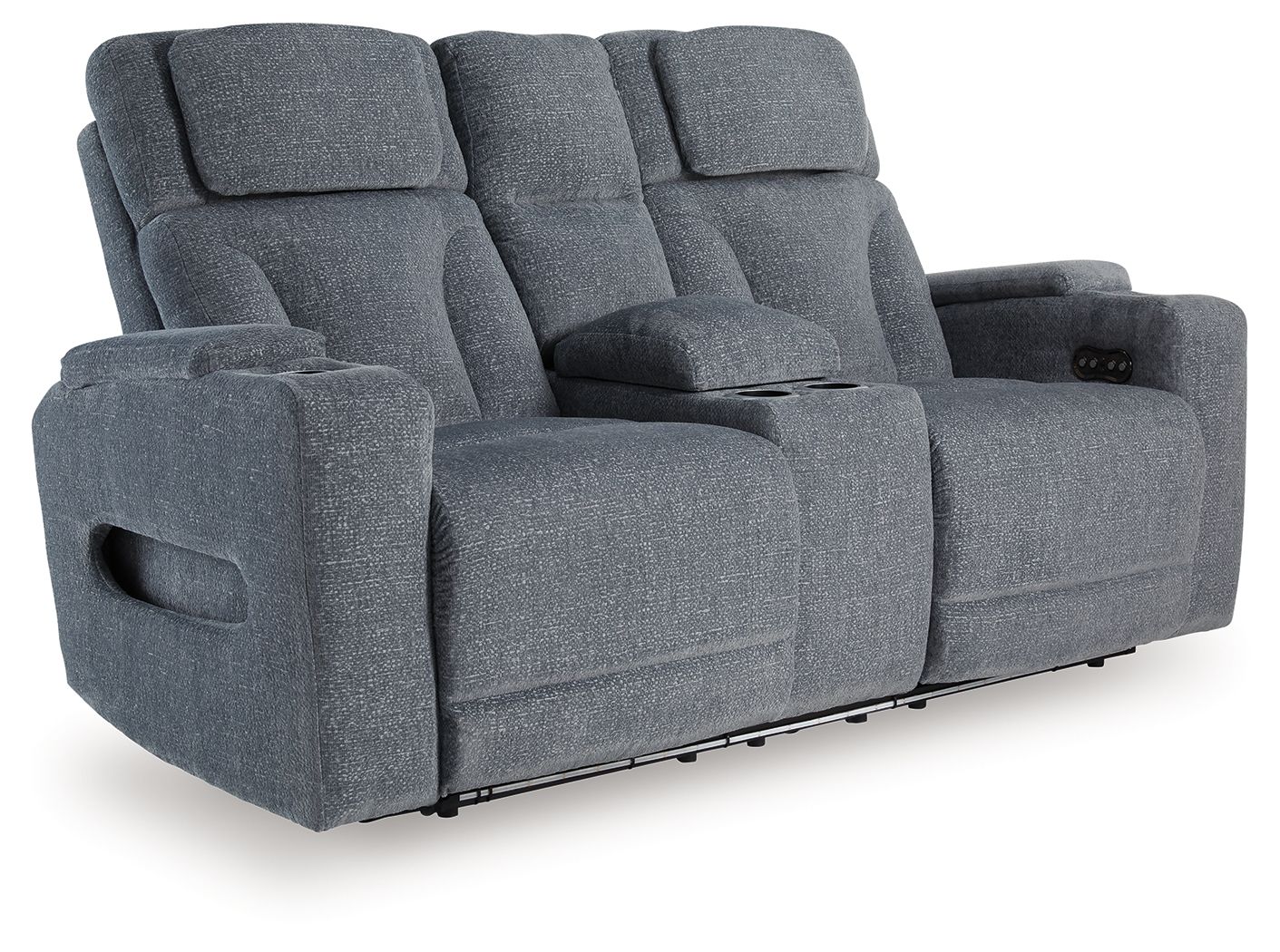 Studio Cave - Power Reclining Loveseat with Console - Steel - Stylish Home Furniture
