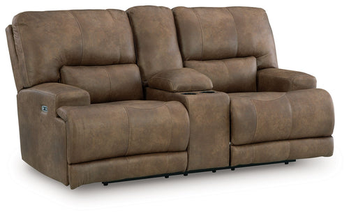 Beckley Place - Power Reclining Loveseat With Console / Adjustable Headrest - Earth - Stylish Home Furniture