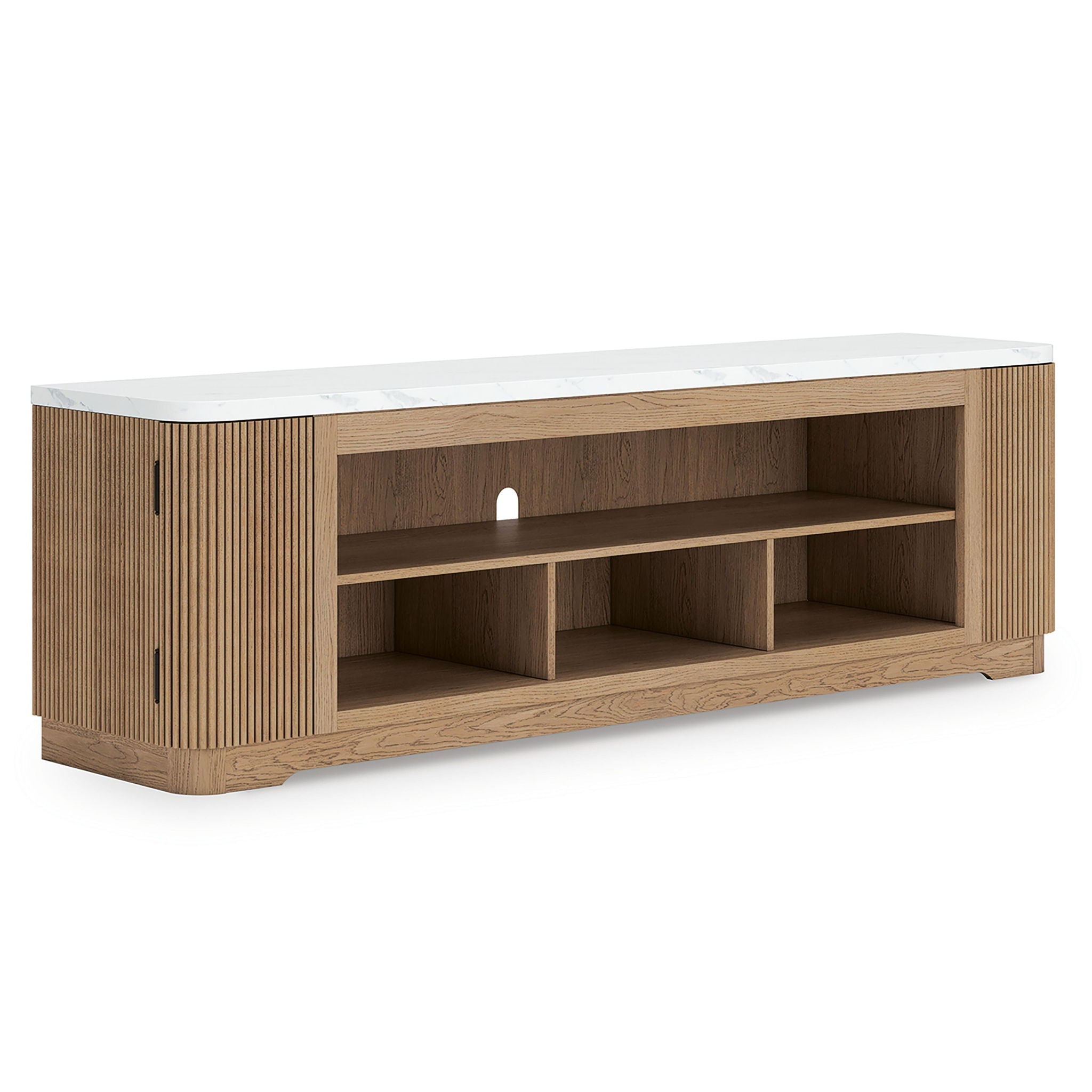 Camdill - XL TV Stand With Fireplace Option - Light Brown - Stylish Home Furniture