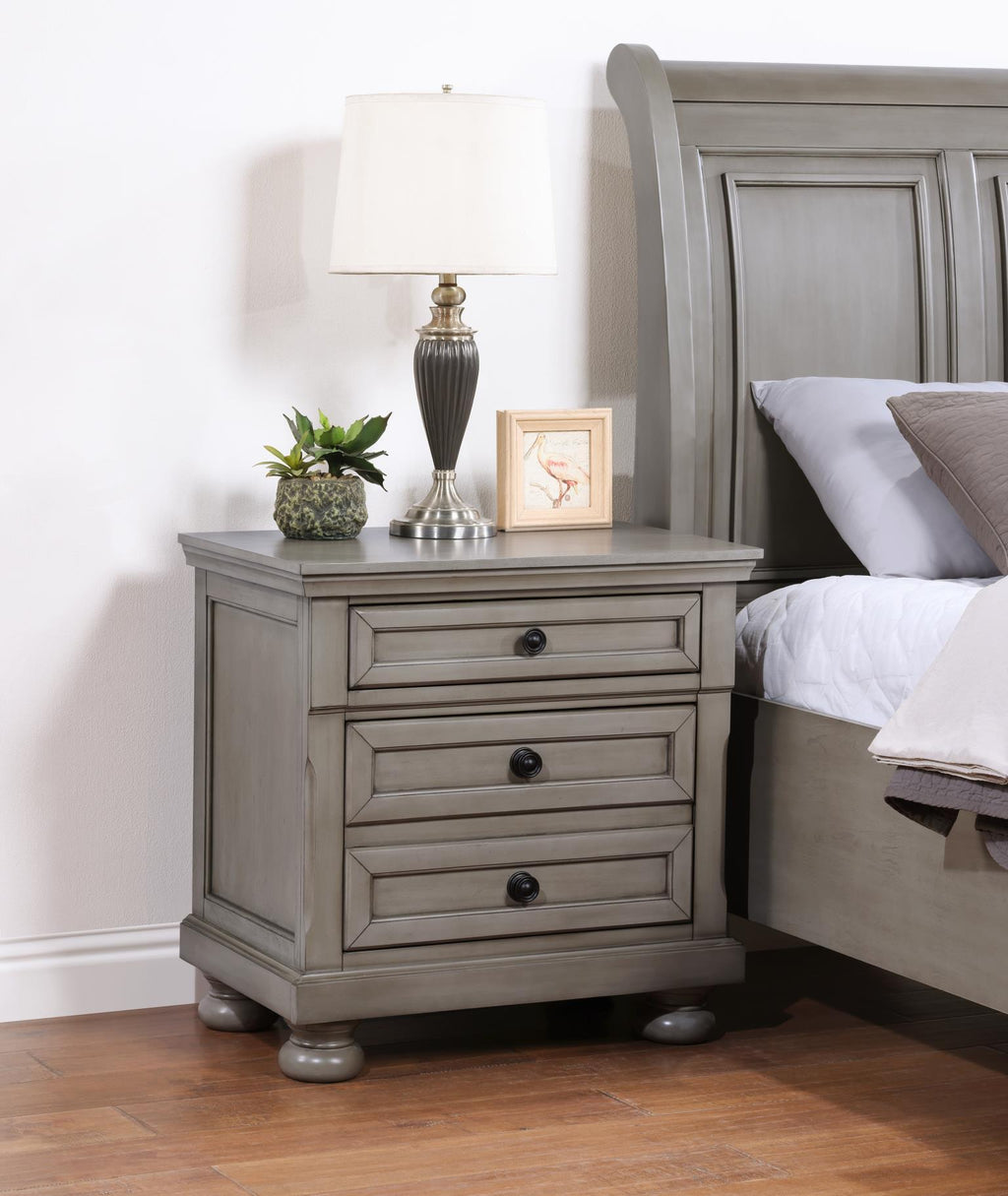 B070 - Nightstand - Light Gray - Stylish Home Furniture