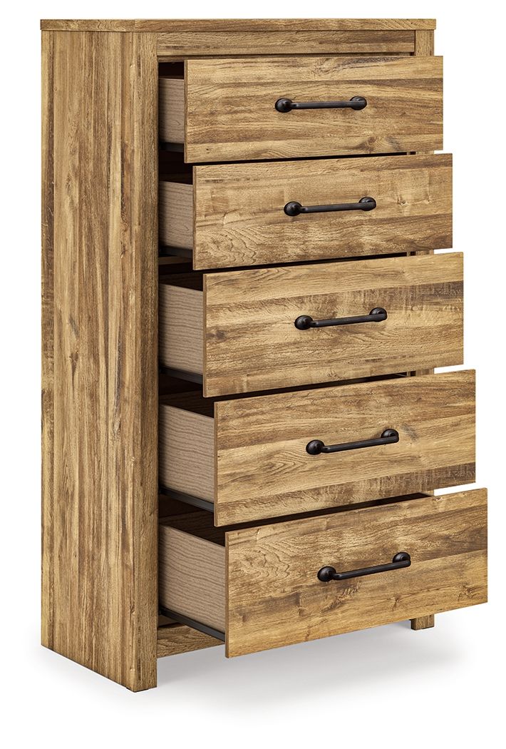 Maystonna - Five Drawer Chest - Brown - Stylish Home Furniture