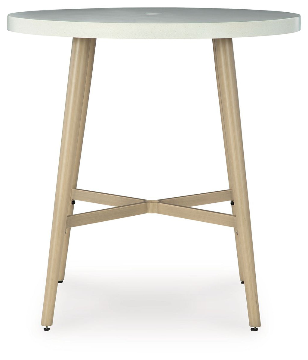 Seton Creek - Round Bar Table With Umbrella Option - Beige - Stylish Home Furniture