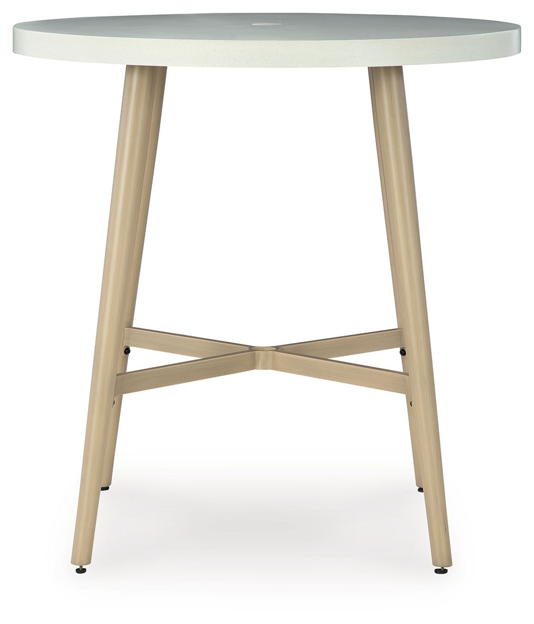 Seton Creek - Round Bar Table With Umbrella Option - Beige - Stylish Home Furniture
