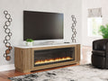 Camdill - 80" TV Stand With Electric Fireplace - Light Brown - Stylish Home Furniture