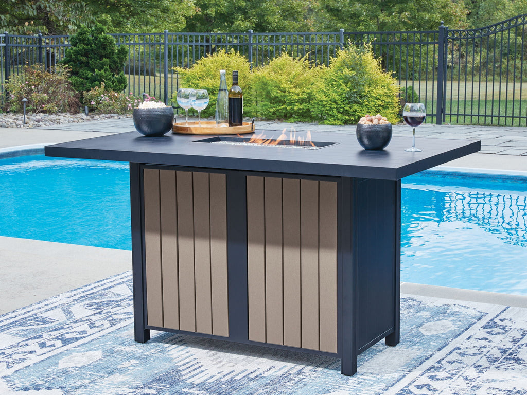 East Beach - Rectangular Bar Table With Fire Pit - Blue - Stylish Home Furniture