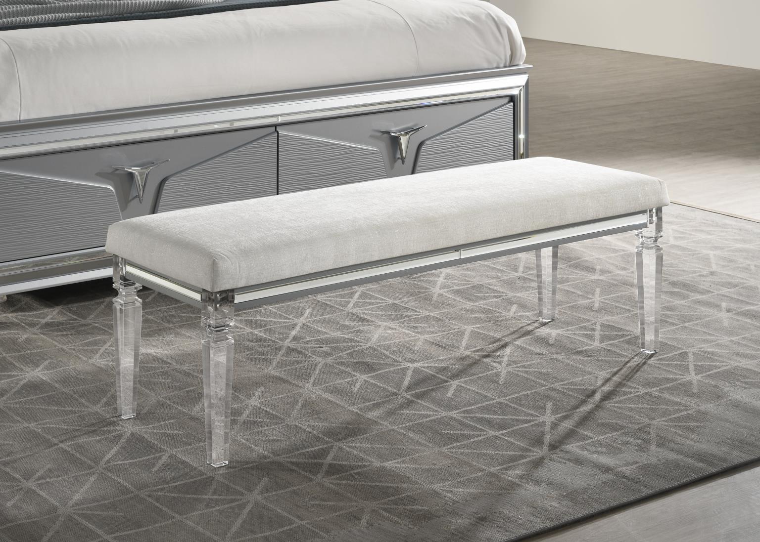 B024 - Bench - Olive Shimmer Silver - Stylish Home Furniture